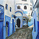 Morocco Chefchaouen Oil painting 30 x 40 cm blue city landscape, Pictures, Moscow,  Фото №1