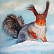 Squirrel painting on snow in oil in the style of photorealism, Pictures, Ekaterinburg,  Фото №1