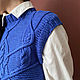 Blue Women's Knitted Vest, Designer Cotton Tank Top. Vests. Dobryy_vyaz. My Livemaster. Фото №6