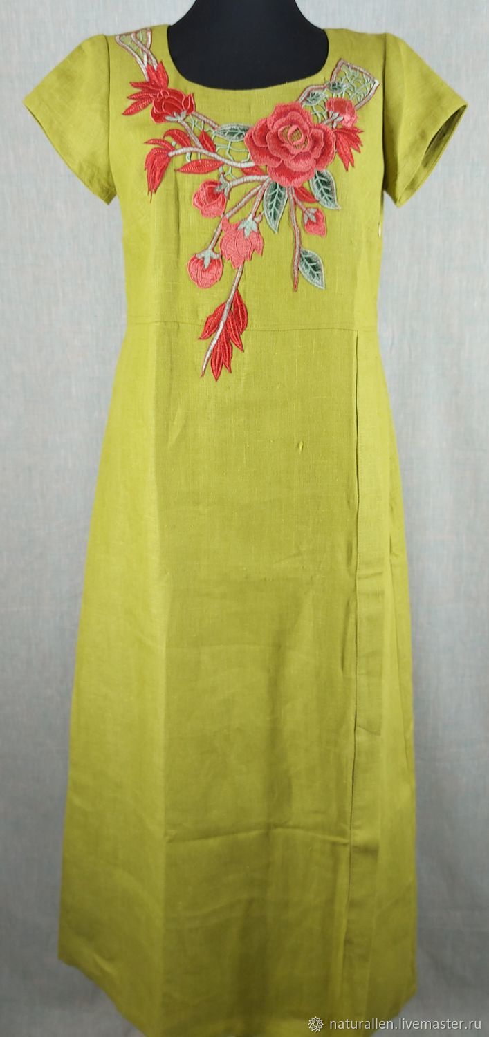 Платье льняное Аппликация (в ассортименте) купить в интернет-магазине ...