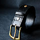 Genuine Monitor Lizard Leather Belt 38 mm — Black, Straps, St. Petersburg,  Фото №1