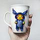 Pikachu in Stitch's pajamas. Decor on a mug of polymer clay, Mugs and cups, Krasnodar,  Фото №1