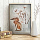 Hare and cotton in a vase, still life oil on canvas, painting in the bedroom, Pictures, St. Petersburg,  Фото №1