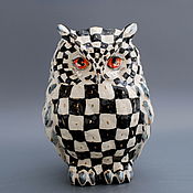 Для дома и интерьера handmade. Livemaster - original item Vase sculptural Checkered owl. Handmade.