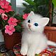 игрушка интерьерная Котёнок белый, войлочный, Войлочная игрушка, Свободный,  Фото №1