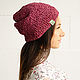 Beanie hat made of hemp, burgundy #092. Caps. Hemp bags and yarn | Alyona Larina (hempforlife). Online shopping on My Livemaster.  Фото №2