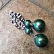 Earrings with cotton pearl - TWO GREEN, TWO, Earrings, Ashkelon,  Фото №1