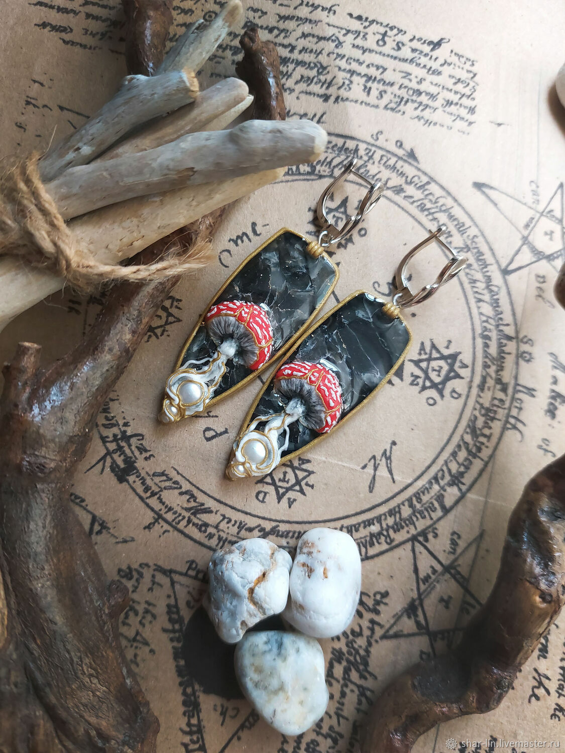 Серьги "Мухоморы" - с жемчугом в стиле Модерн – заказать на Ярмарке ...