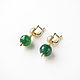 Earrings with green onyx, stud earrings with onyx, with stones. Earrings. Irina Moro. My Livemaster. Фото №6