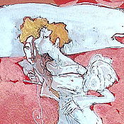 Картина акварель с ангелом девушка с крыльями "Молитва"