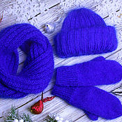 Аксессуары handmade. Livemaster - original item Knitted accessories set Hat, LIC, Mittens 