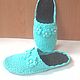 Slippers - flip flops for home ( cotton - turquoise ). Slippers. Makosh. My Livemaster. Фото №6