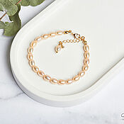 Украшения handmade. Livemaster - original item A bracelet made of natural pearl beads of peach color. Handmade.