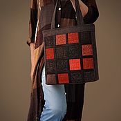 Сумки и аксессуары handmade. Livemaster - original item Women`s large bag, shopper, patchwork, orange bag, 303. Handmade.