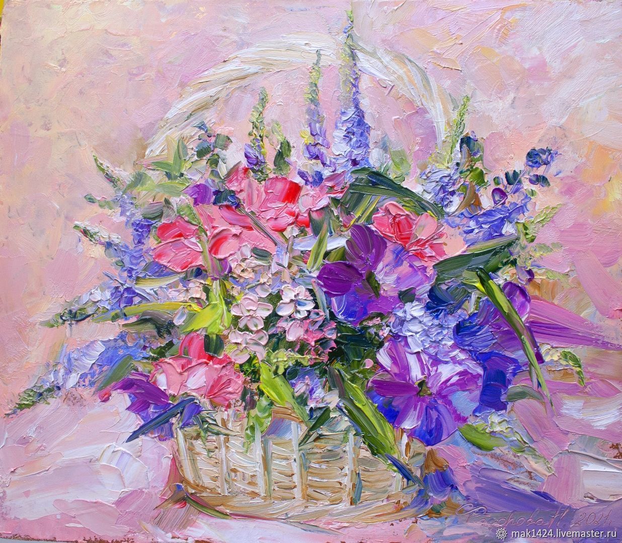 Картина маслом на холсте цветы яркие в интернет-магазине Ярмарка ...