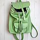 Зеленый рюкзак Holly из натуральной кожи. Рюкзаки. Инна Лушина (innalushina). Интернет-магазин Ярмарка Мастеров.  Фото №2