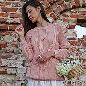 Одежда handmade. Livemaster - original item Jerseys: Women`s knitted sweater with braids powder oversize in stock. Handmade.