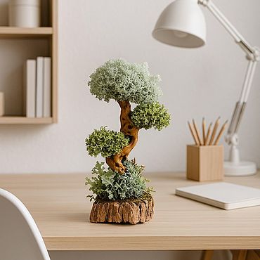 Цветы и флористика ручной работы. Ярмарка Мастеров - ручная работа Декоративное дерево из мха цетрарии для дома и офиса. Рост 23 см. Handmade.