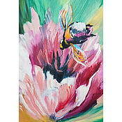 Картины и панно handmade. Livemaster - original item Painting clover flower and bee 