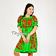 Embroidered Dress Vyshyvanka Dress, Gypsy Green Dress, Dresses, Sevastopol,  Фото №1