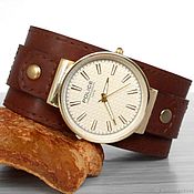 Украшения handmade. Livemaster - original item Wristwatch on Matte Brown Leather Bracelet. Handmade.