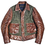 Мужская одежда handmade. Livemaster - original item Men`s jacket made of genuine calf leather and denim.. Handmade.
