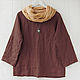 Order Brown linen blouse oversize. etnoart. Livemaster. . Blouses Фото №3