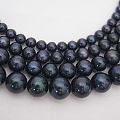 Материалы для творчества ручной работы. Ярмарка Мастеров - ручная работа Natural black pearls with a blue tint Class AAA beads 11 mm. Handmade.