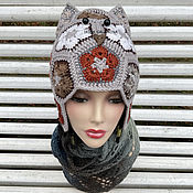 Аксессуары handmade. Livemaster - original item Pure wool owl hat, flax color. Handmade.
