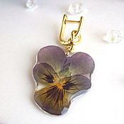 Украшения handmade. Livemaster - original item Earrings Real Flowers Pansies Gilding 16k Purple. Handmade.