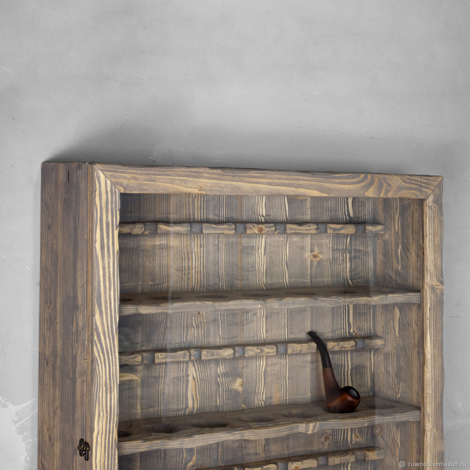 Витрина для трубок, шкаф для трубок, трубочница серая со стеклом на ...