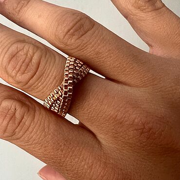 Канцелярские товары ручной работы. Ярмарка Мастеров - ручная работа Кольцо из бисера Золотые снасти. Handmade.