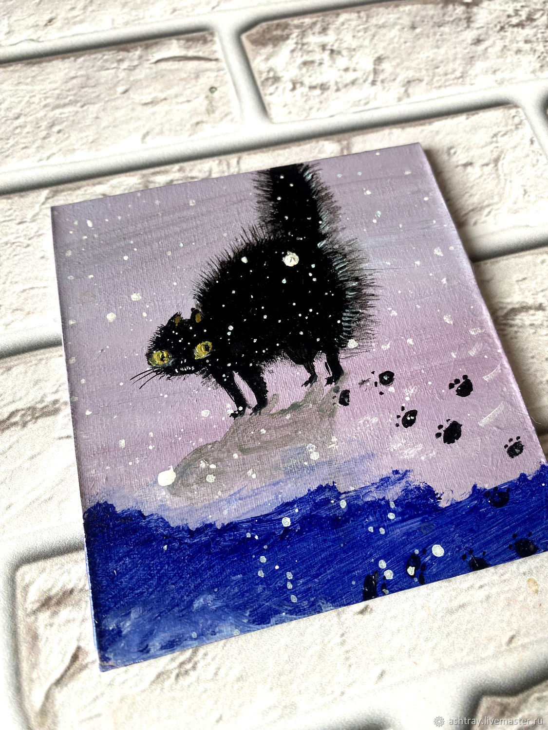 'Snow on the nose' acrylic (cats, cats miniature), Pictures, Korsakov,  Фото №1