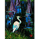 Мини картина цапля птица миниатюра картина маслом с птицами, Картины, Санкт-Петербург,  Фото №1