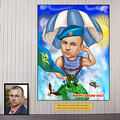 Сувениры и подарки handmade. Livemaster - original item A gift for the military man. The picture is a cartoon based on a photo. OFFICER, SOLDIER. Handmade.