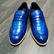 Обувь ручной работы handmade. Livemaster - original item Loafers made of genuine ostrich leather, in an exclusive color!. Handmade.