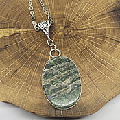 Украшения handmade. Livemaster - original item Silver forest pendant (chrysotile-asbestos in serpentine) on a chain 78 cm. Handmade.