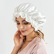 Аксессуары handmade. Livemaster - original item White silk sleep cap. Handmade.