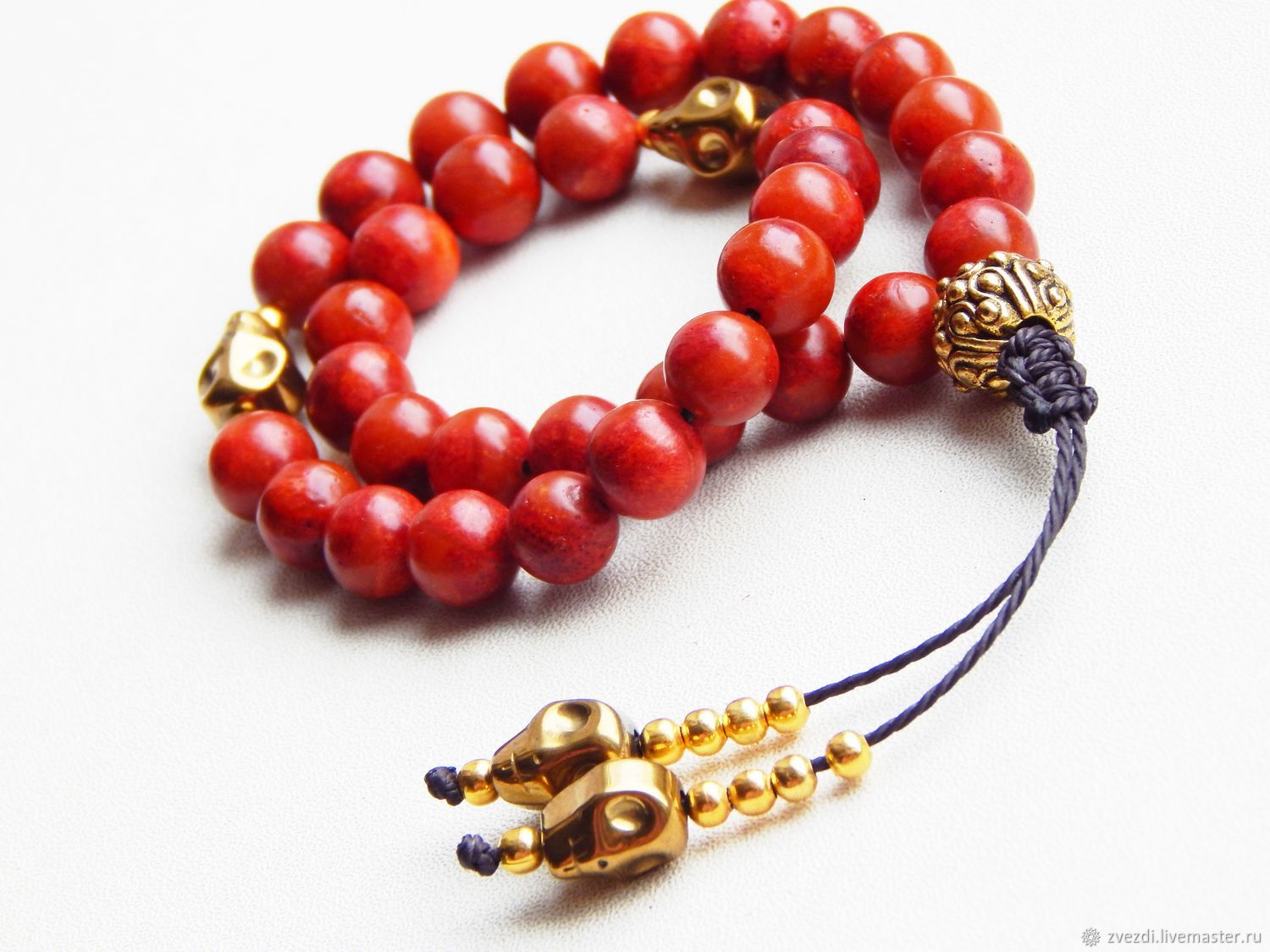 coral rosary beads