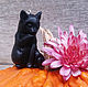 Брелок из полимерной глины "Черная кошка", кот, кошечка, котик, киса, Брелок, Санкт-Петербург,  Фото №1