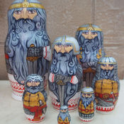 Matryoshka dolls in Russian costumes. Key chains, Christmas toys