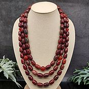Украшения handmade. Livemaster - original item Natural red jasper is a magnificent three-row necklace. Handmade.