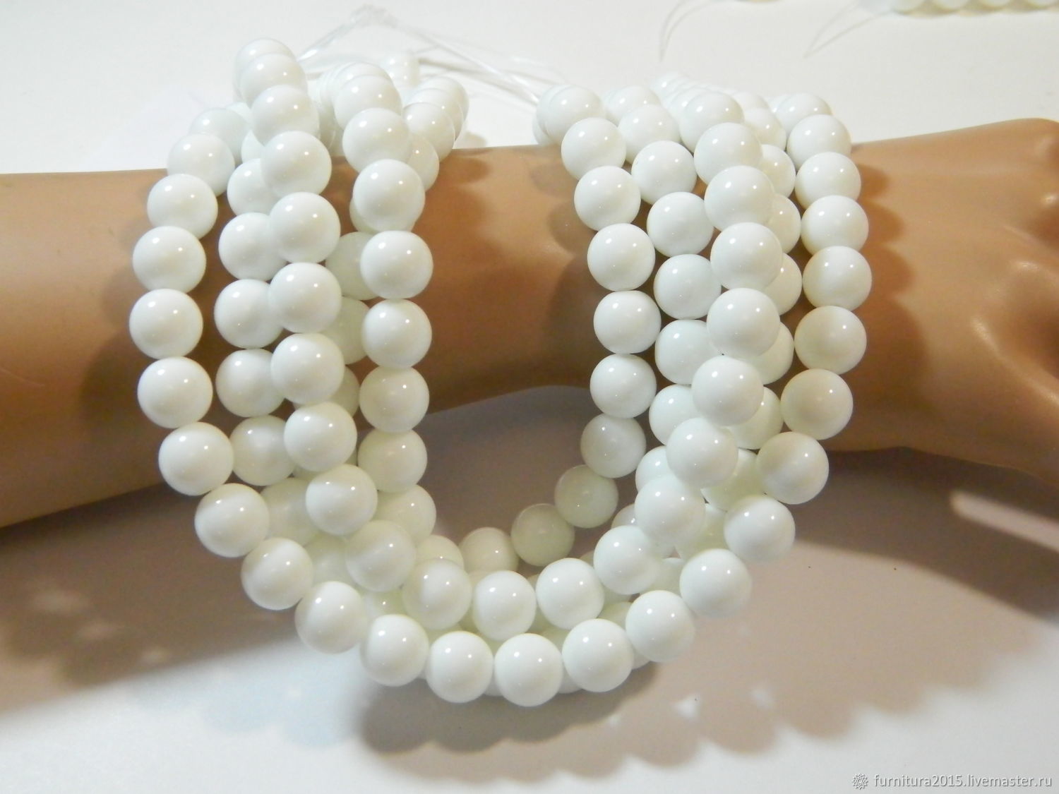 Агат белый 8 мм. Шикарный агат! шт купить в интернет-магазине Ярмарка ...