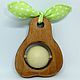 Wooden rattle with peas pear toy, Teethers and rattles, Zheleznodorozhny,  Фото №1