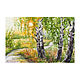  Watercolor landscape 'Birches at sunset', Pictures, Serebryanye Prudy,  Фото №1