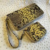 Сумки и аксессуары handmade. Livemaster - original item Purse and coin holder, women`s set, made of genuine python leather.. Handmade.
