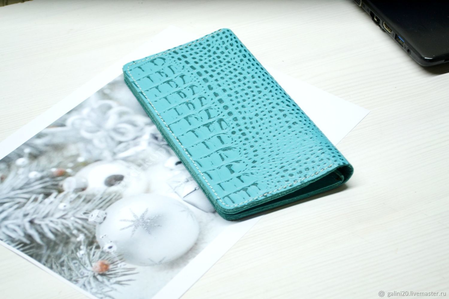 Wallet longer 'Cayman turquoise' with decorative embossing, Purse, Kirov,  Фото №1