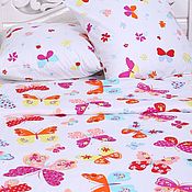 Для дома и интерьера handmade. Livemaster - original item A set of children`s bed linen with butterflies poplin lux. Handmade.