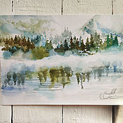 Картины и панно handmade. Livemaster - original item Mosses and grasses-watercolor painting, snowy landscape. Handmade.