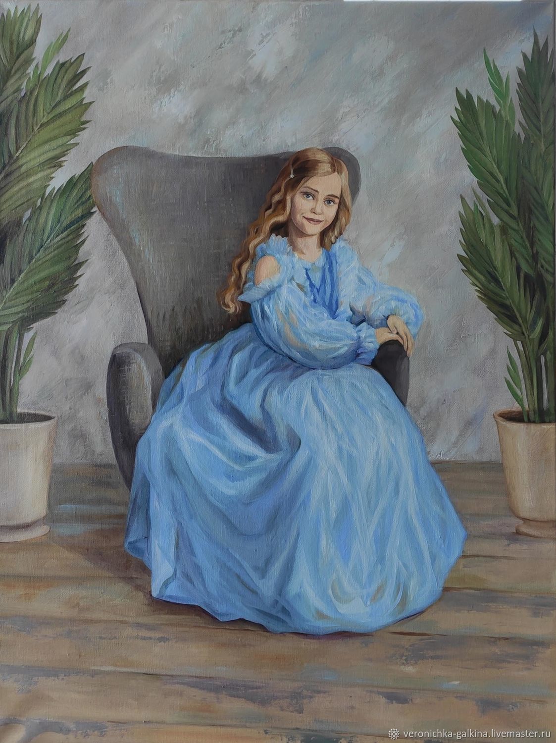 Ростовой портрет (девочка в голубом платье) в интернет-магазине Ярмарка ...